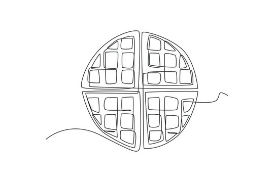 recommend clip art: Single one line drawing Waffles sweet. Breakfast Concept. Continuous line draw design graphic vector illustration.