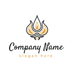 Logo with an icon in the form of a stylized tulip from a Tatar ornament resembling a flame or an insect
