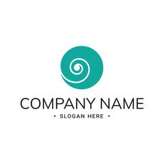 minimalistic logo icon in the form of a green spiral resembling cells or a tunnel