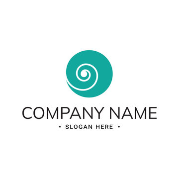 minimalistic logo icon in the form of a green spiral resembling cells or a tunnel