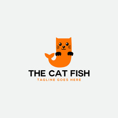 the catfish logo, cat logo, pet logo, minimalist and business logo design in vector template.