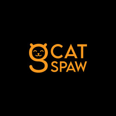 cat spaw logo, pet logo, animal logo, minimalist and business logo design in vector template.