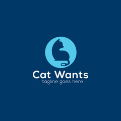 cat wants logo, pet logo, animal logo, minimalist logo, vintage and business logo design in vector.