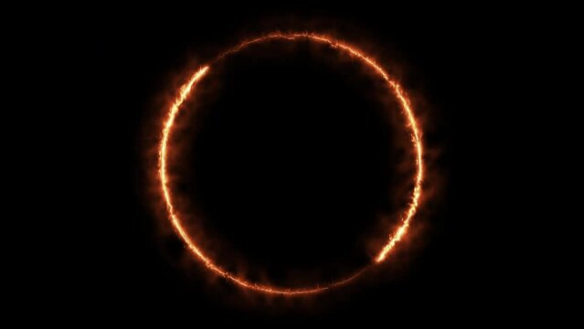 round frame of fire ultra HD. fire buring electric border frame.