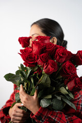 Latin girl with red roses