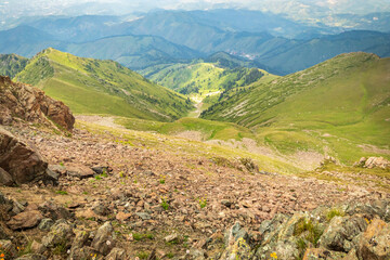 Weekend hiking trail in the mountains of Almaty - Butakov gorge and Kimasar Gorge, View from Panorama peak.