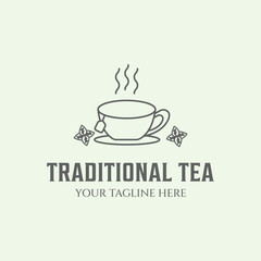 china traditional tea logo line design minimalist icon art