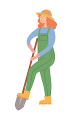 Woman digging with a shovel. Take care of green friends. Gardening tools. Garden time.  