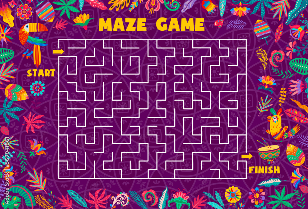 Leinwandbilder labyrinth maze game help toucan to find exit