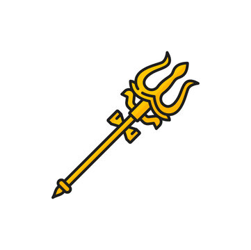 golden trident icon on white background clip art preview