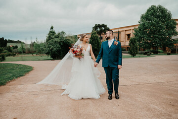 Romantic beautiful couple on their wedding day