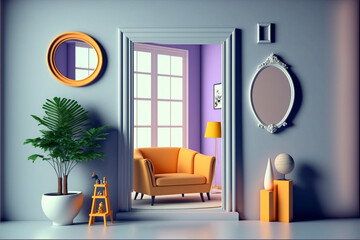 Modern Home Interior, Pastel Smooth Plastic Toy Polly Pocket Style Generative AI