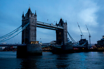 Tower Bridge at twilight in London, England