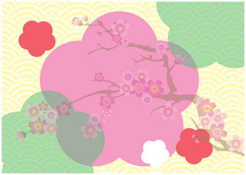 桜和風3色背景_横