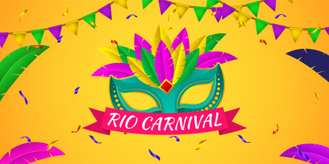 Fototapeta na wymiar Vector illustration of Rio Carnival banner the biggest carnival in the world