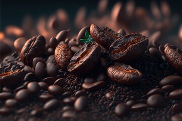 Fototapeta premium Coffee wallpaper created with generative ai technology