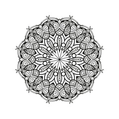 Decorative mandala for Mehndi, wedding, tattoo, islam. Hand drawn pattern. Coloring book page.
