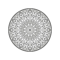 Decorative mandala for Mehndi, wedding, tattoo, islam. Hand drawn pattern. Coloring book page.
