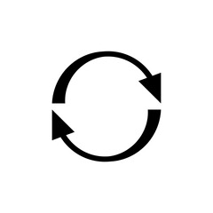 Two round thin arrows in a circle. Two identical arrows following each other.