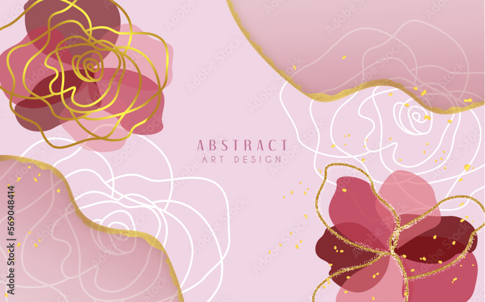 Aufkleber abstract art design. abstract art design text with roses flower element in water color print backgro