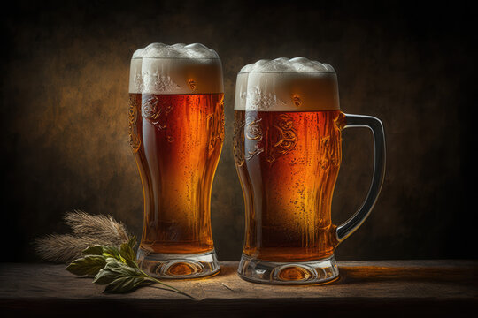 Draught beer in glasses 