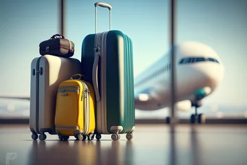 Foto op Aluminium Suitcases in airport. Travel concept © DarkKnight