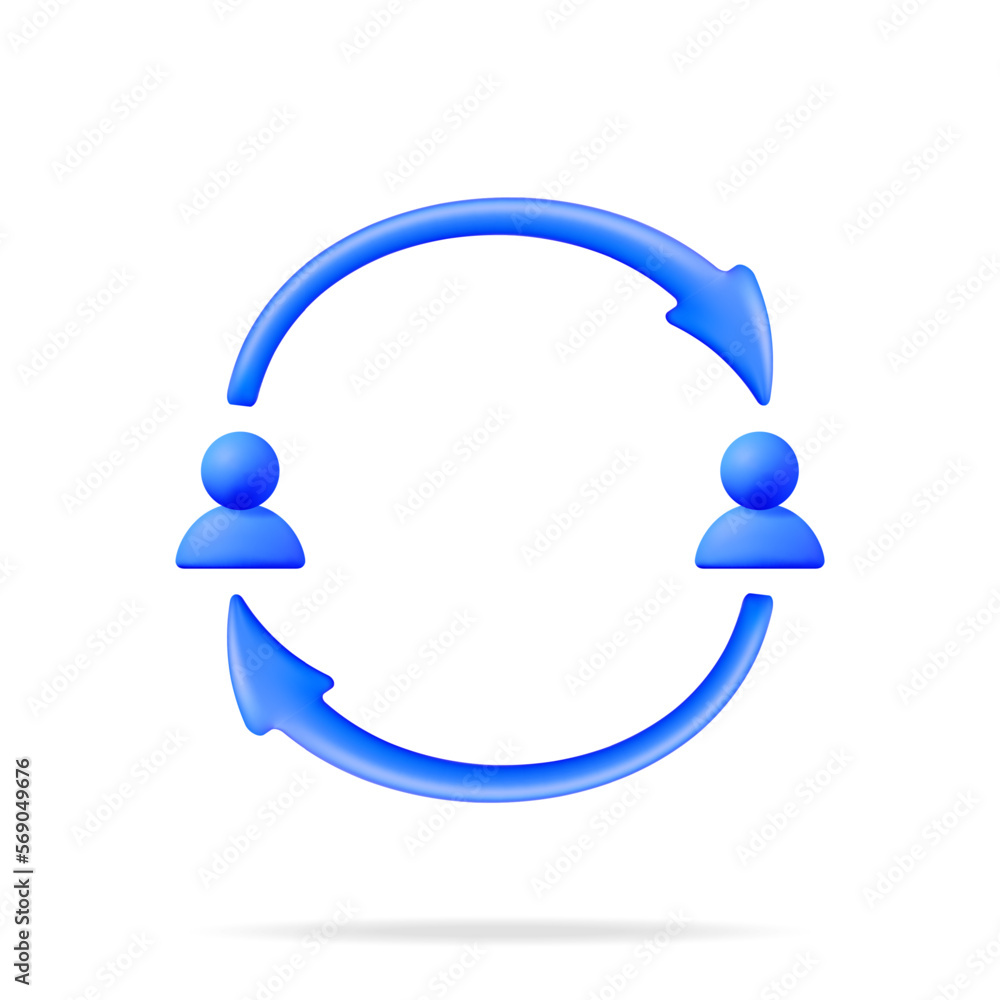 Poster 3d user sync or switch symbol isolated. render user exchange, synchronization or file transfer. user
