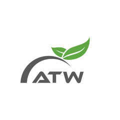 ATW letter nature logo design on white background. ATW creative initials letter leaf logo concept. ATW letter design.