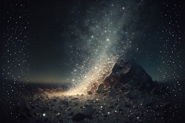 Stairs to the diamonds in the starry sky created with generative ai technology