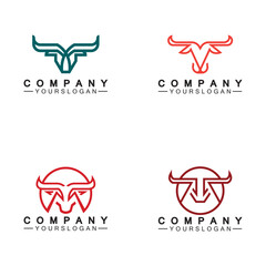 Bull monoline logo design vector template