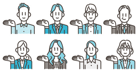 Business people of all ages making a proposal [Vector illustration].