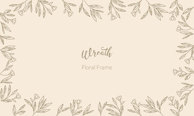 floral line background with frame
