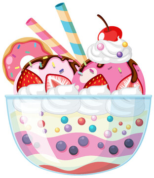 Ice cream sundae served in a glass bowl