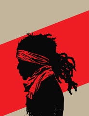 A silhouette of a black man with dreadlock hair African-American isolated illustrations
