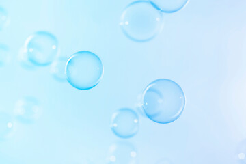 Beautiful Blue Soap Bubbles Abstract Background. Soap Sud Bubbles Water.	
