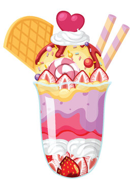 Ice cream sundae served in a glass