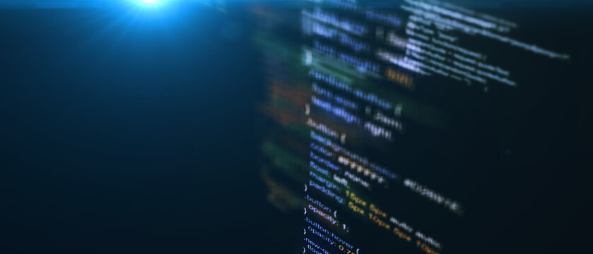 Technological background. Software source code. Program code. Programming code on virtual screen. Illustration.