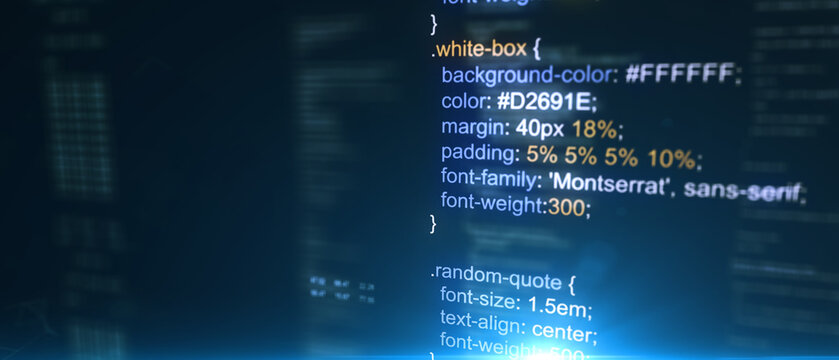 Technological background. Software source code. Program code. Programming code on virtual screen. Illustration.