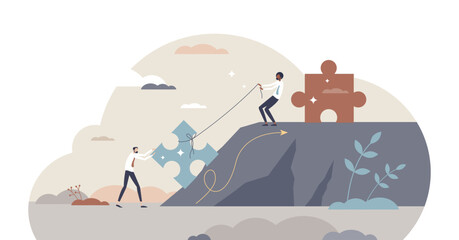 Mentoring growth and leader support with motivation tiny person concept, transparent background. Business and career strategy and performance efficiency help with advice from mentor illustration.