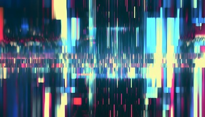 Motion glitch Distorted textured, futuristic glitch color noise blue pixel artifacts effect for digital composition