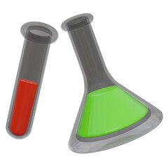 chemical flask 3d icon with transparent background