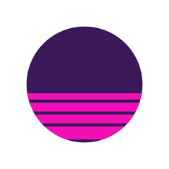 An abstract transparent retro striped circle shape design element.