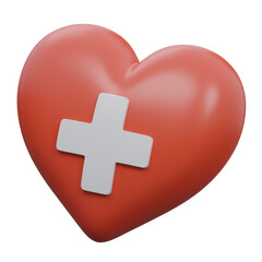 heart care 3d icon with transparent background