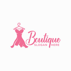 women clothing boutique vector logo design fancy dress shopping mall party dress