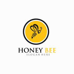 honey bee logo vector logo concept honeycomb logo pure honey natural honey