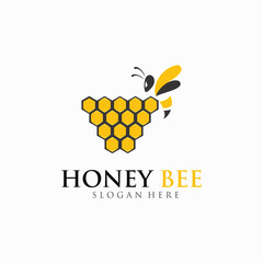 honey bee logo vector logo concept honeycomb logo pure honey natural honey