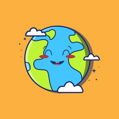 cartoon illustration of a smiling earth
