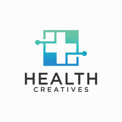 medical health digital logo technology medical logo for modern and sophisticated medical