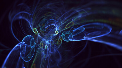 3D rendering abstract multicolor fractal light background