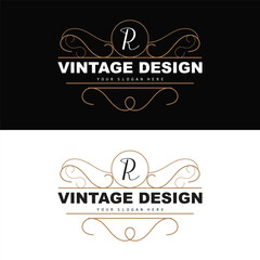 Fototapeta na wymiar Retro Vintage Design, Luxurious Minimalist Vector Ornament Logo, With Mandala And Batik Style, Product Brand Illustration, Invitation, Banner, Fashion